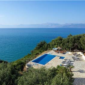 7 bedroom seafront luxury villa with pool & jacuzzi, near Acharavi, sleeps 14-15